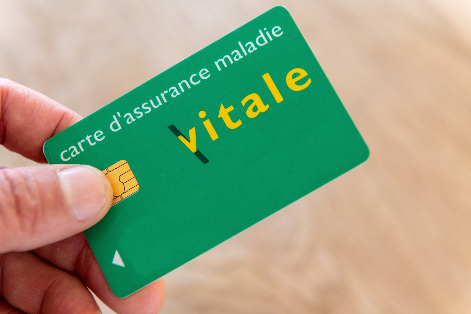 Paris, France: Vital card in the hand of an insured